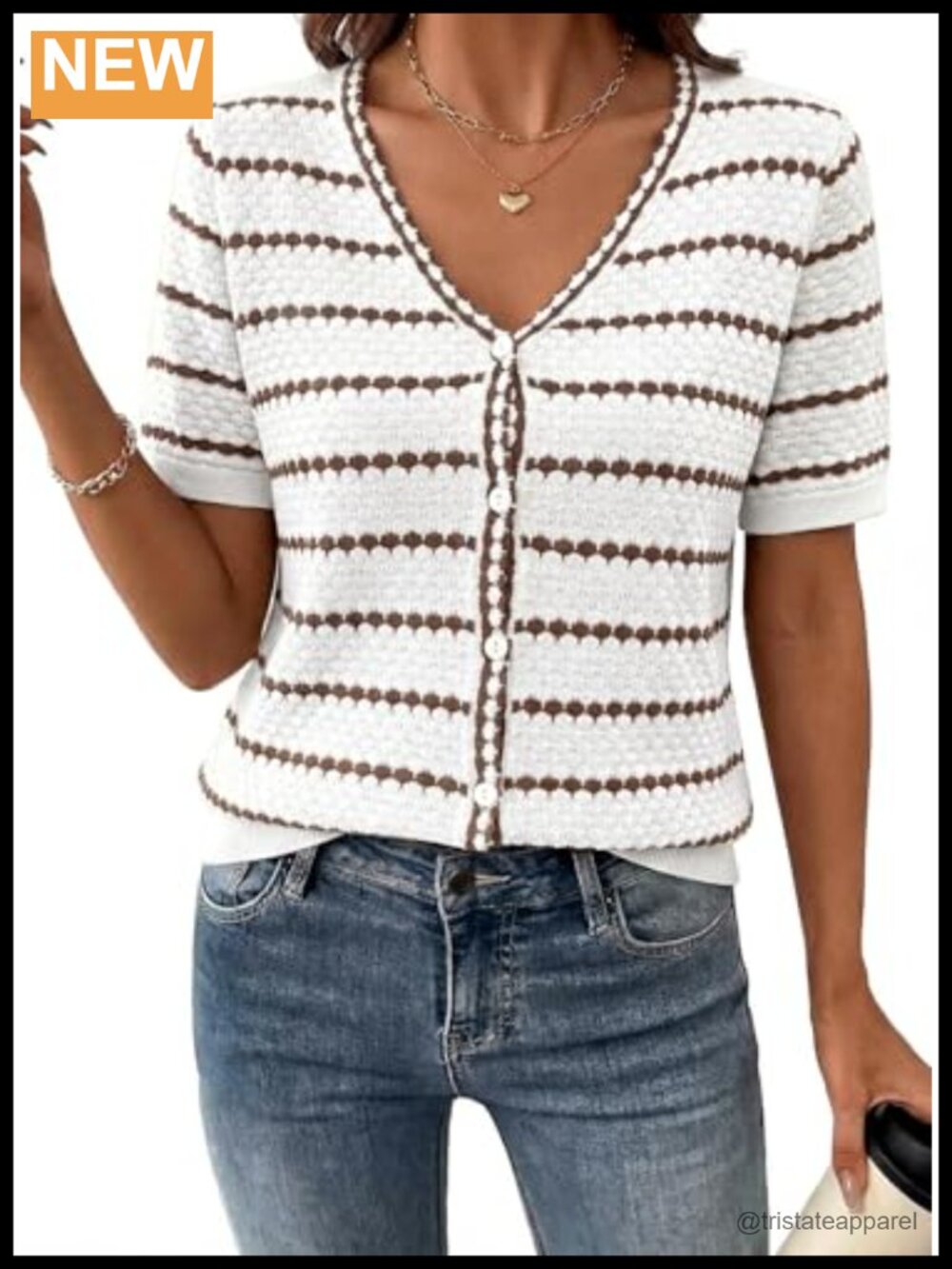 Short Sleeve Crochet Knit Cardigan Button Down V Neck Lightweight